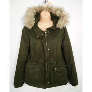 Zara Khaki Green Parka Coat